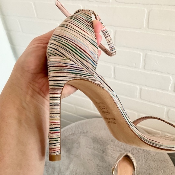 REVOLVExStuart Weitzman Nude Colorful stripes Heel Anklestrap sandales 6.5 - Picture 4 of 16